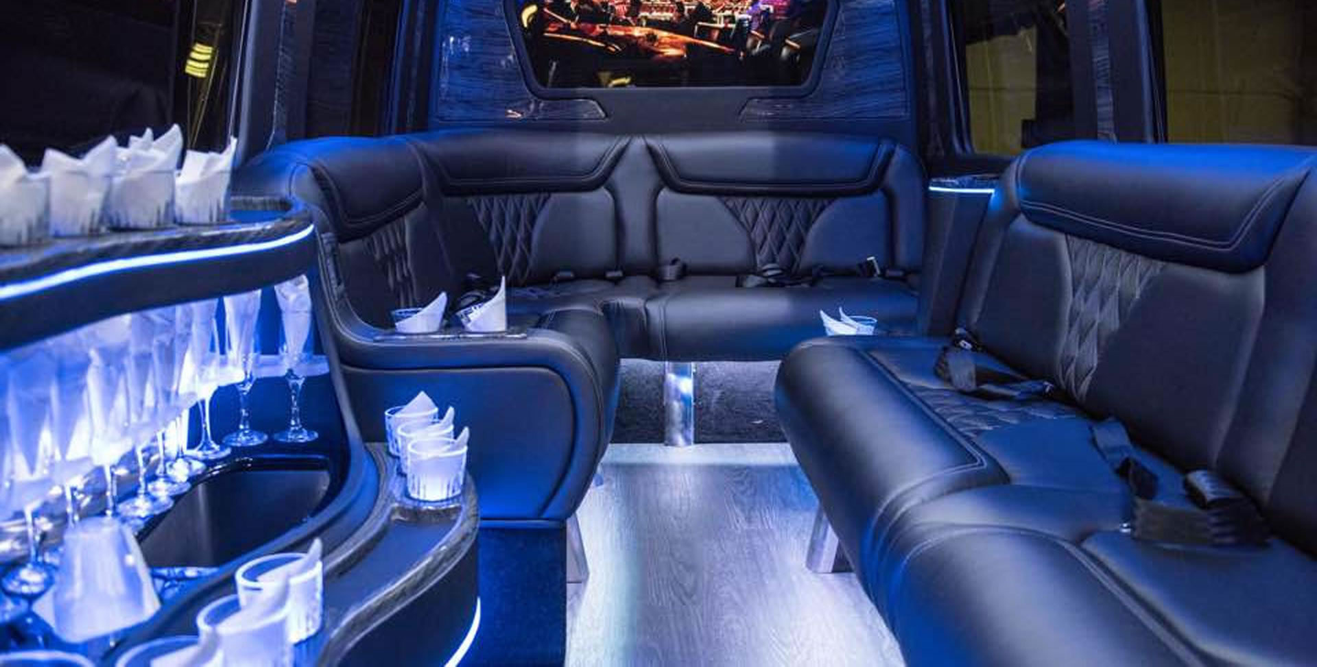 Luxurious party bus interior