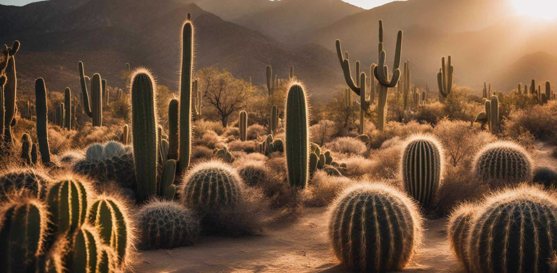 A group of cacti in a desert